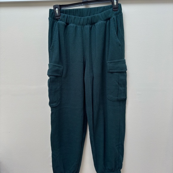 aerie Pants - Aerie Textured Knit Sweatpants in Dark Green